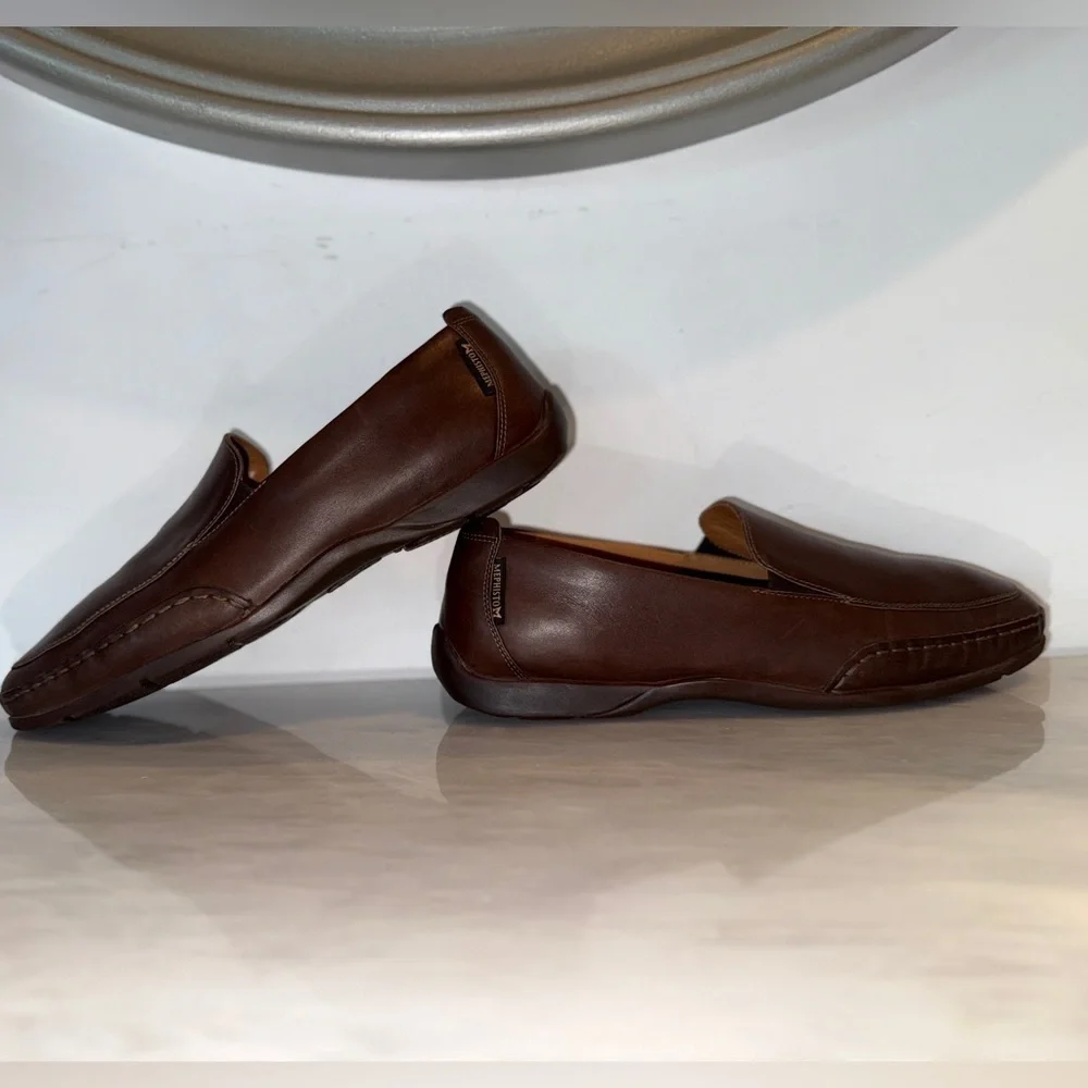 Mephisto Pistol Men’s Leather Loafers | Brown Slip-On Comfort Shoes Size 9.5